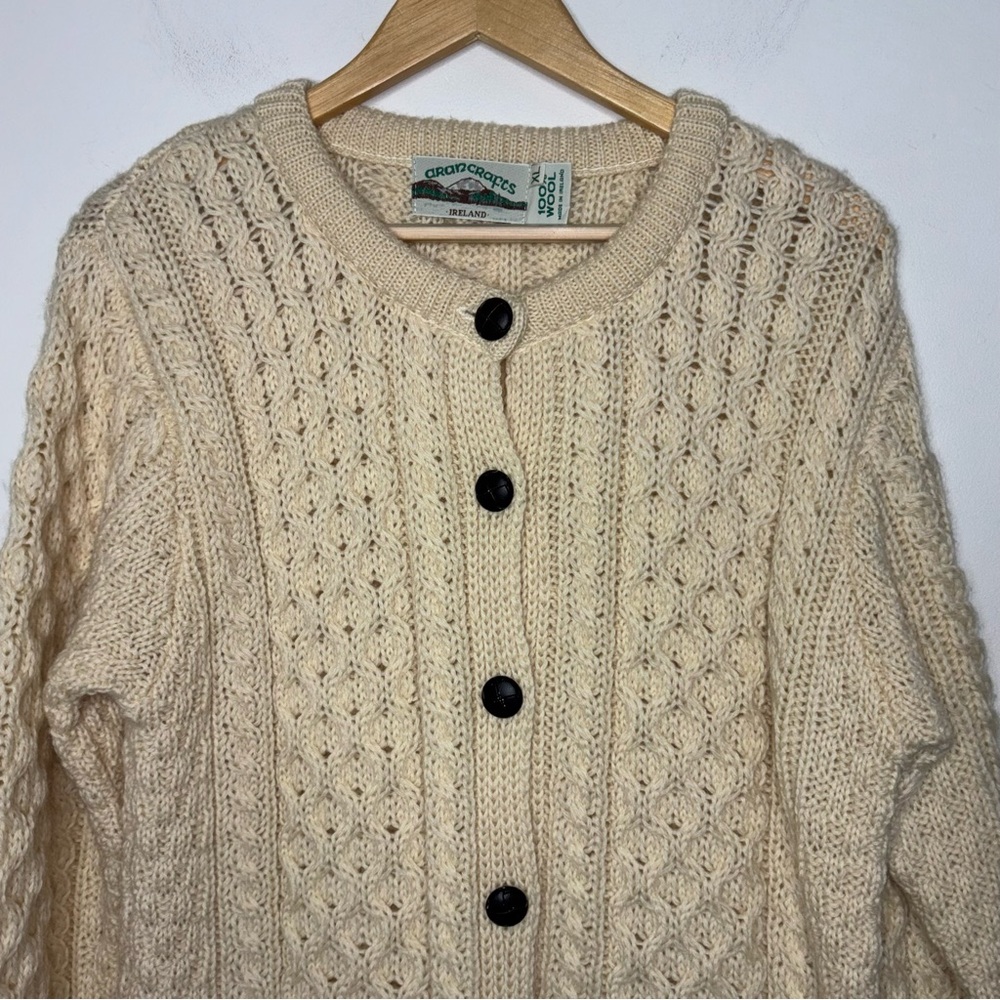 Arancrafts Sweater Women XL Wool Fisherman Cardigan Ireland - Picture 2 of 12